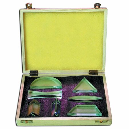 FREY SCIENTIFIC Prism and Lens Set with Case, Acrylic, 7 Pieces OPSETP3